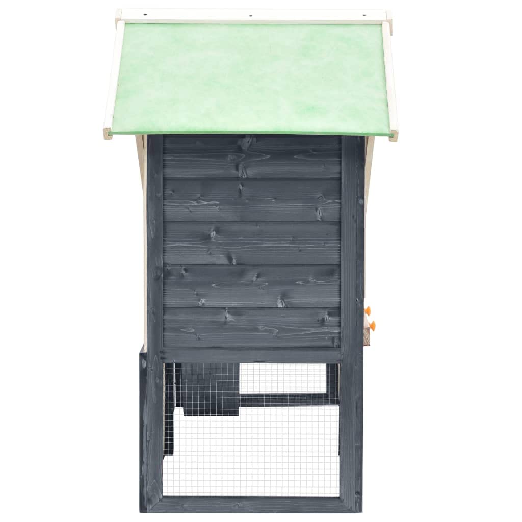 Vidaxl Durable Solid Firwood Rabbit Hutch With Steel Wire Mesh, Ample Space, Easy Clean Design, Great For Playing, Exercising, And Training - Gray And White