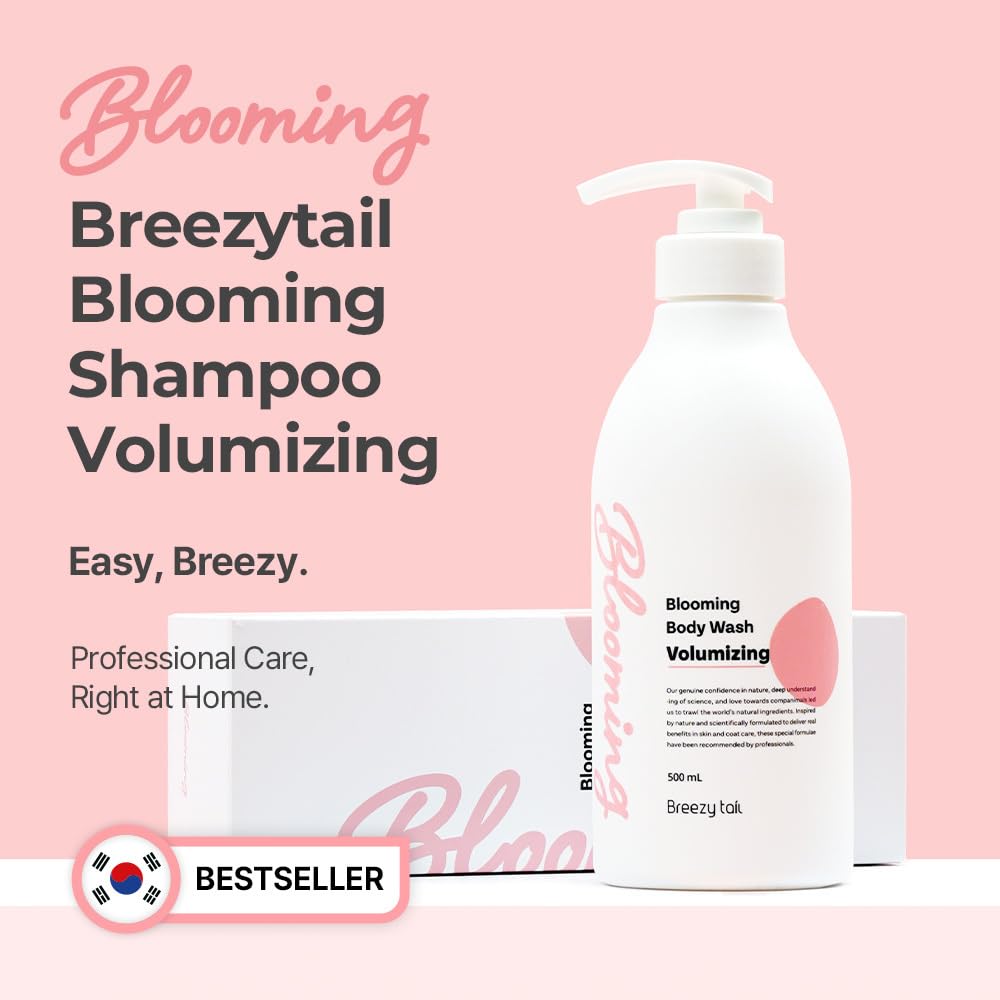 Breezytail Blooming Volumizing Dog Shampoo, Loved By Top Korean Groomers, Volumizing Formula For A Shiny & Fluffy Coat - Easy Br