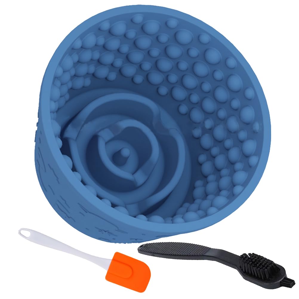 Dog Lick Bowl with Brush Scraper,Anxiety Relief Non-Slip Treat Dispenser,Durable Anti-Choking Enrichment Slow Feeder Licking Bow