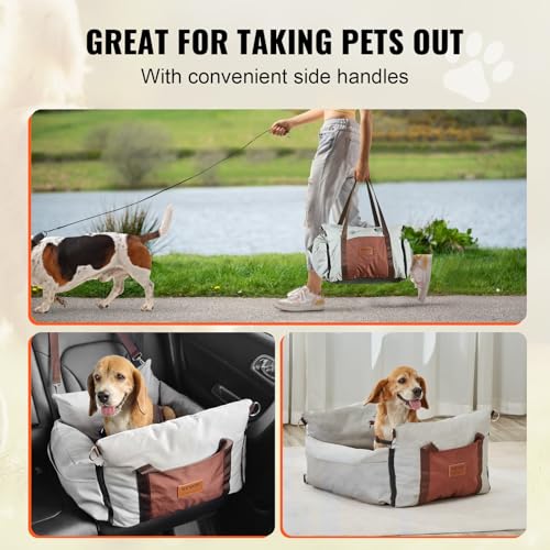 Vevor Dog Booster Car Seat Pet Car Seat For Small Dog Up To 25Lbs Gray