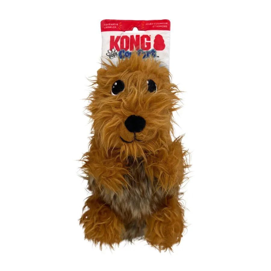 Kong Comfort Pups Low Stuffing Plush Fur And Crinkly Noise With Squeaker (Small, Terry)