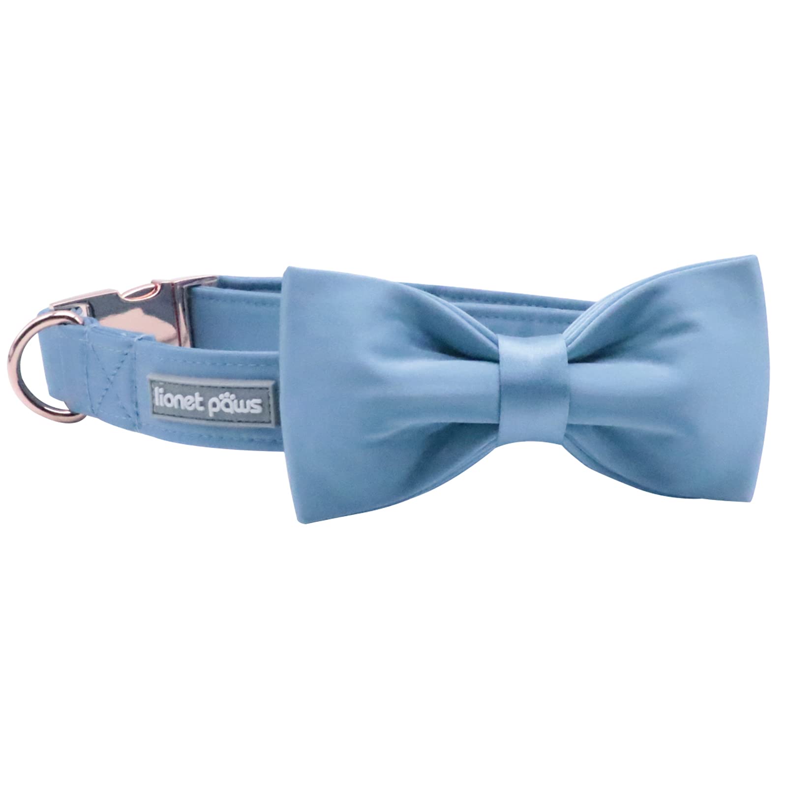 Lionet Paws Bowtie Dog Collar - Comfortable Silk Boy Dog Collar With Detachable Bow Tie For Small Dogs, Neck 10-16 Inches