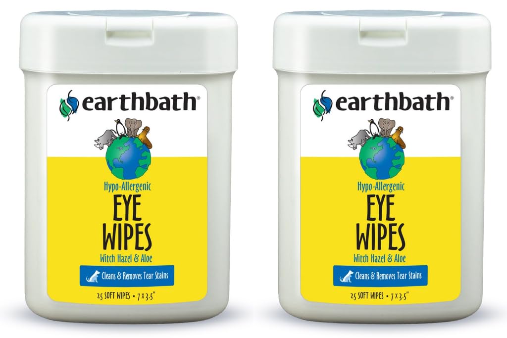 Earthbath, Hypo-Allergenic Pet Eye Wipes - Fragrance Free Tear Stain Remover For Dogs Cats, Puppies And Kittens, Made In Usa, 10