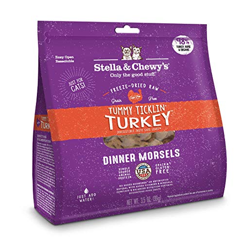 Stella & Chewys Freeze-Dried Raw Tummy Ticklin Turkey Dinner Morsels Cat Food, 3.5 Oz. Bag