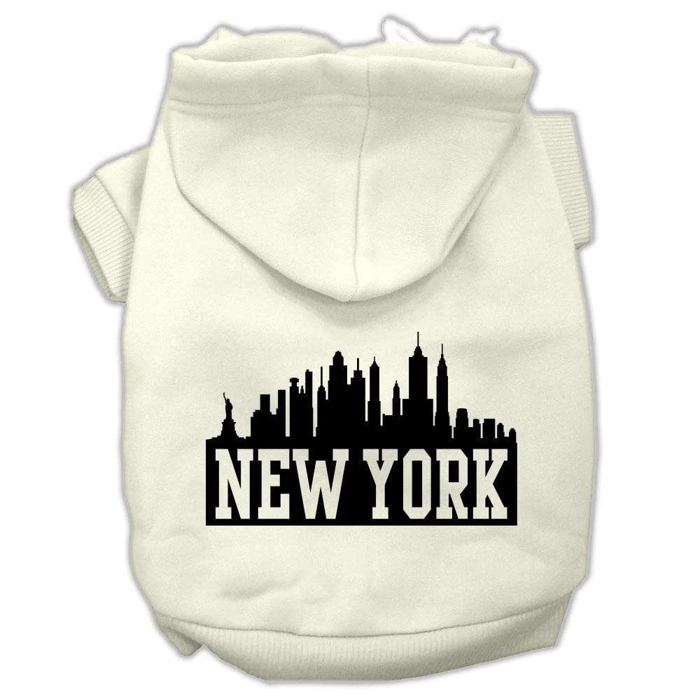 Mirage Pet Products 62-81 XXXLGY New York Skyline Screen Print Grey Pet Hoodie, X-Large