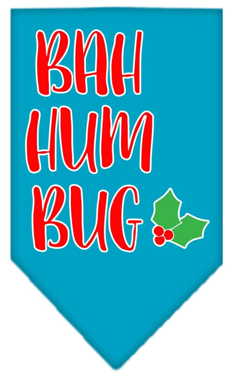 Christmas Pet and Dog Bandana Screen Printed, &quot;Bah Humbug&quot; Turquoise Large