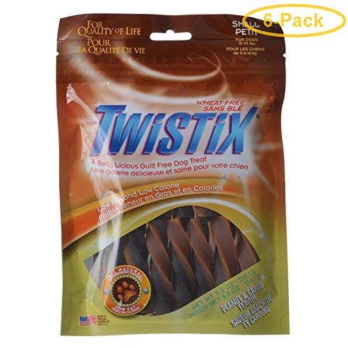 Twistix Wheat Free Dog Treats - Peanut Butter & Carob Flavor Small - For Dogs 10-30 Lbs - (5.5 Oz) - Pack Of 6