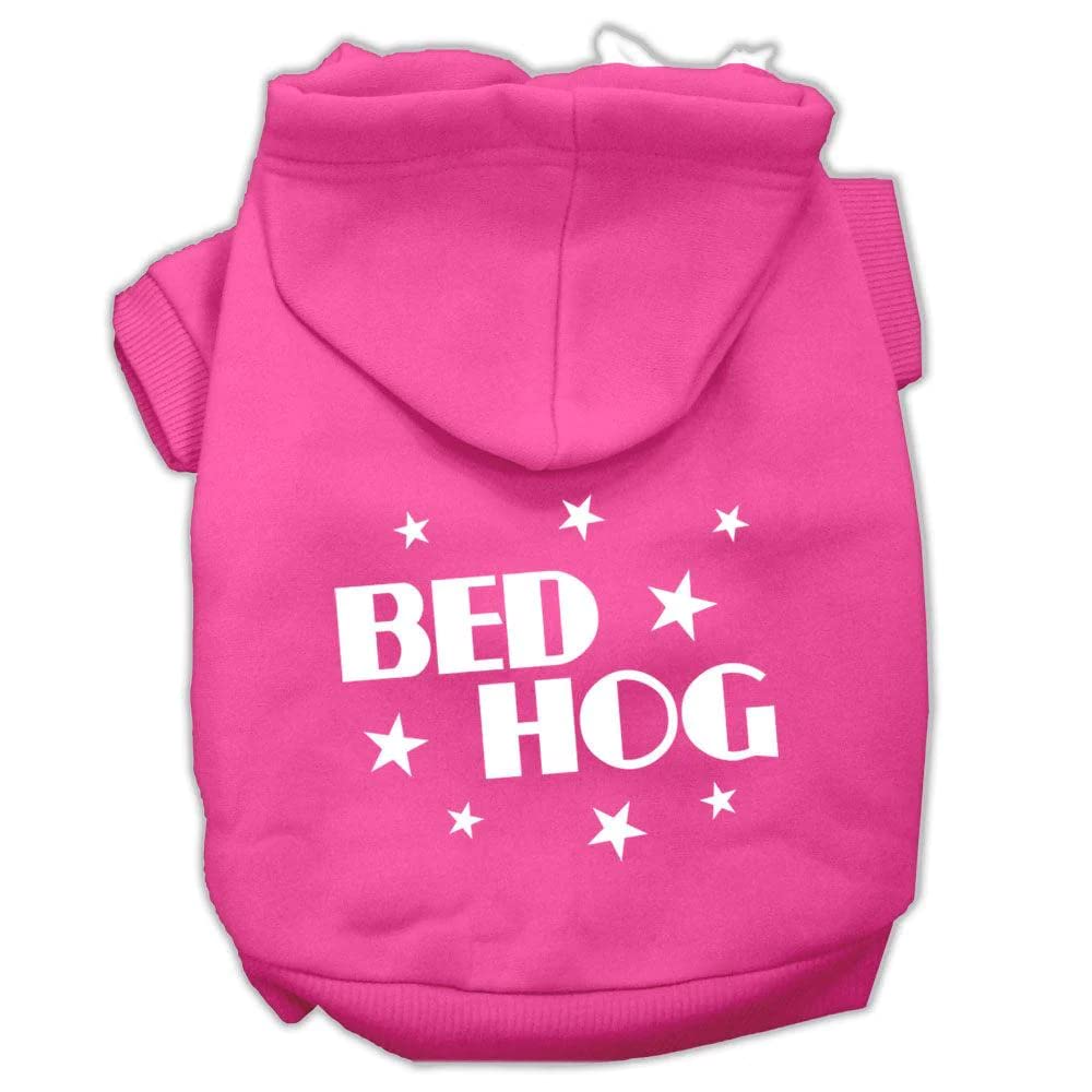 Pet, Dog & Cat Hoodie Screen Printed, 'Bed Hog' Light Pink Xl (14-20 Lbs.)