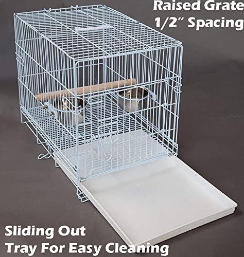 Large Easy Collapsible Travel Vet Bird Parrot Carrier Metal Cage Bar Spacing 1.25-Inch Prevent Your Parrot Bird Beaks Out With S