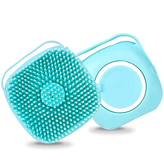 Pups&Pets Dog Bath Brush, Best Pet Bathing Tool for Dogs, Soft Silicone Dog Grooming Brush Bristles with Loop Handle Give Pet Ge
