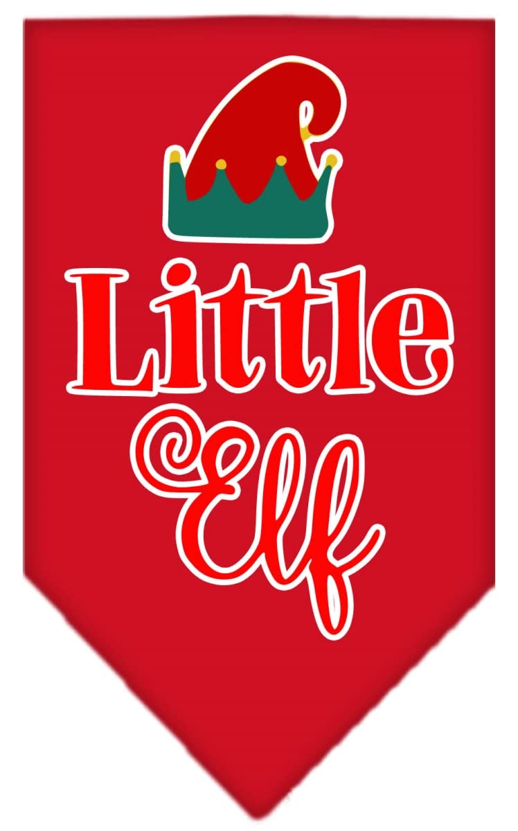 Christmas Pet and Dog Bandana Screen Printed, &quot;Little Elf&quot; Red Small