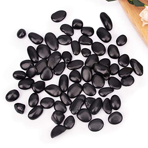 Cfkj 18 Pounds Black Pebbles Aquarium Gravel River Rock, Natural Polished Decorative Gravel,Garden Ornamental Pebbles Rocks,Blac