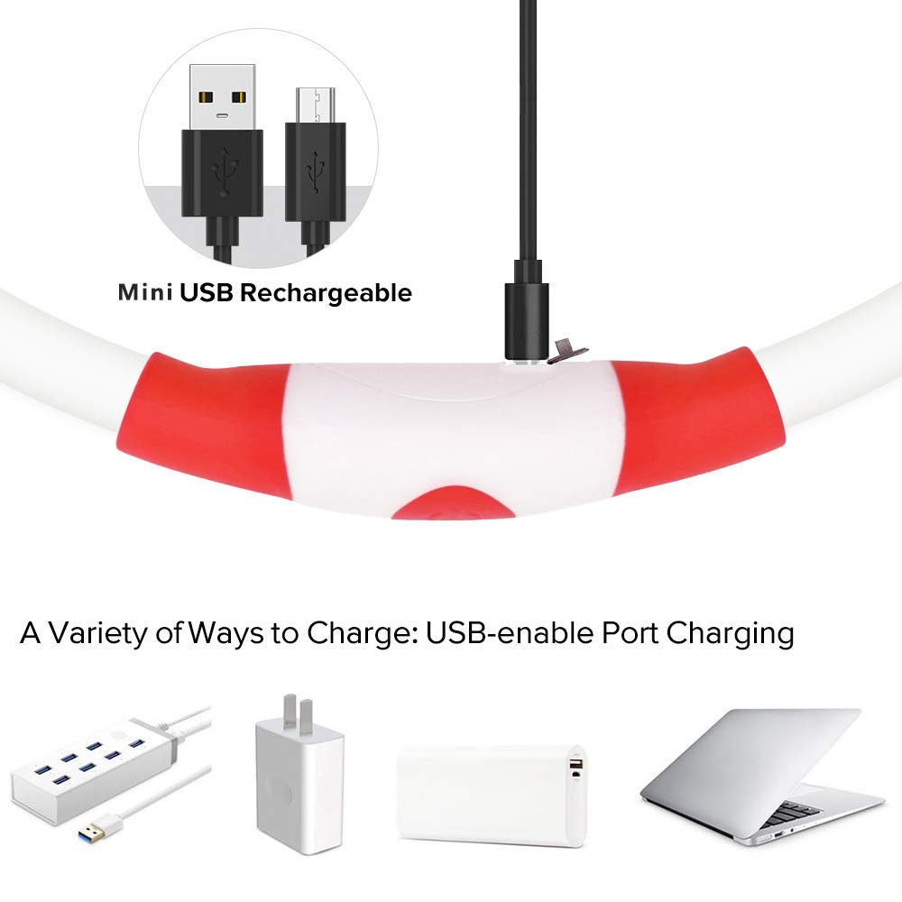 Domagiker Light Up Dog Collars - Waterproof Led Dog Collar, Glow In The Dark Puppy Collar, Tpu Cuttable Lighted Dog Collar For S