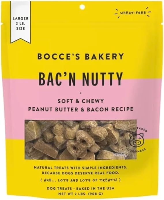 Boccees Bakery Bacn Nutty Dog Treats - Peanut Butter and Bacon 2lb