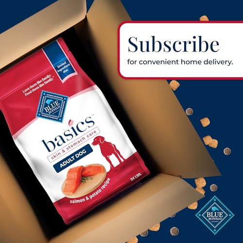 Blue Buffalo Basics Adult Dry Dog Food, Skin & Stomach Care, Limited Ingredient Diet for Dogs, Salmon Recipe, 24-lb. Bag