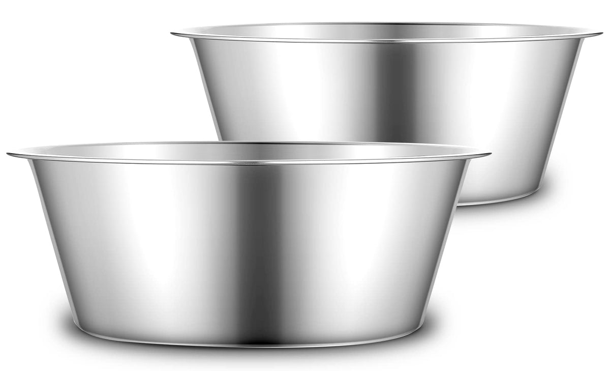 URBUDDIES 1.1 Gallon Extra Large Dog Bowls, 2 Pack, XL Stainless Steel Dog Water Bowls for XLarge Dogs, Polished, Dishwasher Saf
