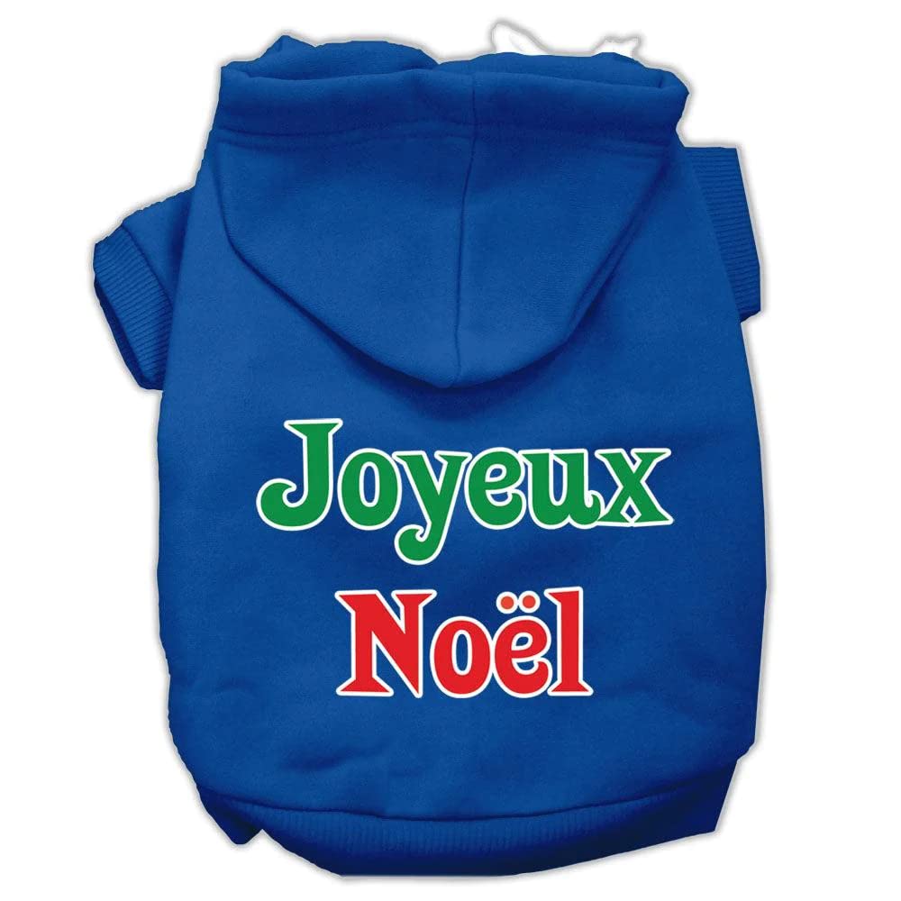 Christmas Pet Dog & Cat Hoodie Screen Printed, Joyeux Noel Brown XL (14-20 lbs.)