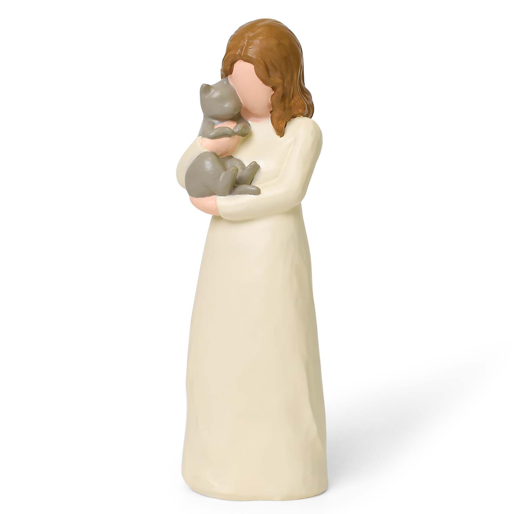 Cuayaes Cat Memorial Gifts, Grey Cat Figurines Loss Of Cat Sympathy Gift For Cat Mom, Friendship Guardian Angel Statue Cat Remem