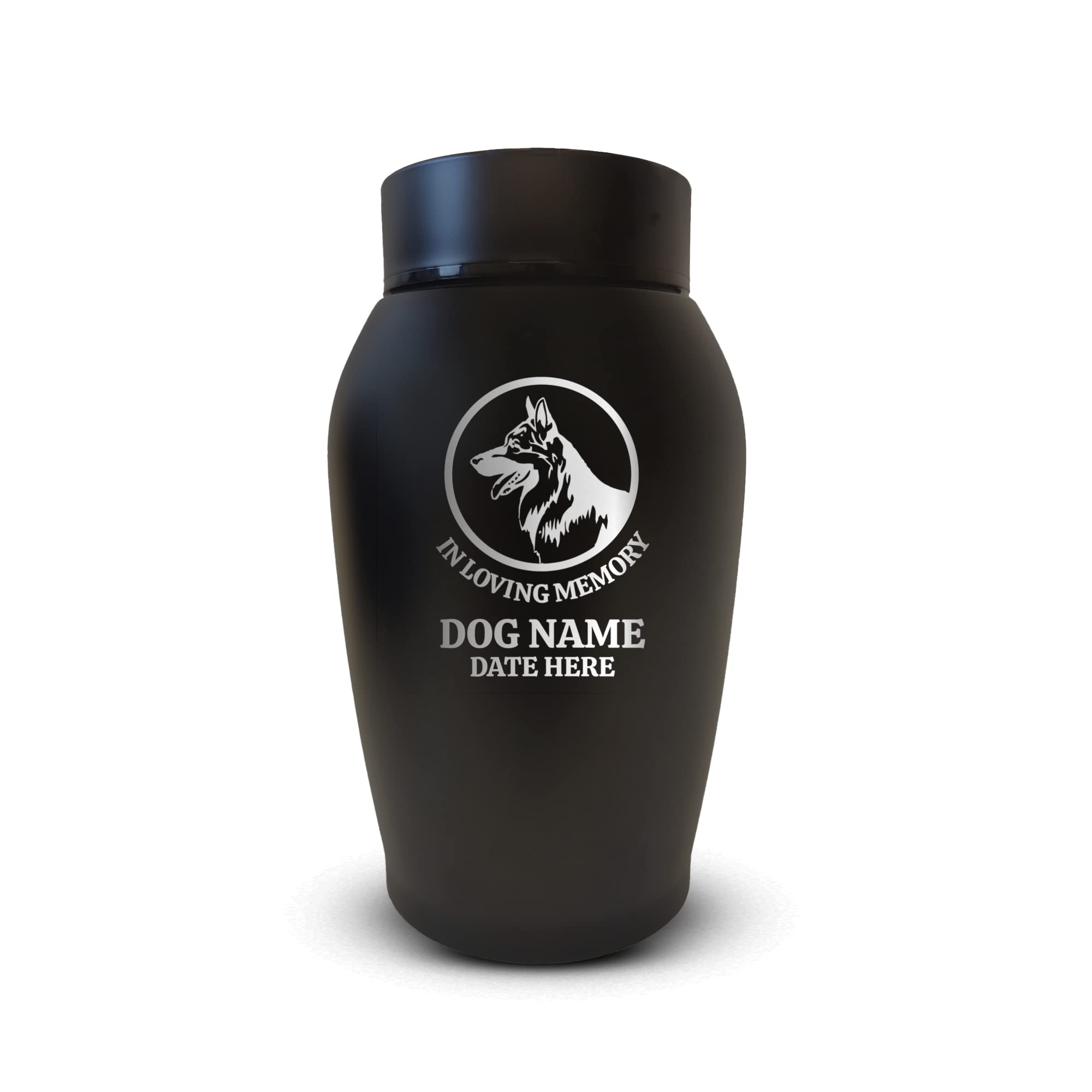Personalized Custom Engraved Dog Urn With Pets Name And Date - Stainless Steel Cremation Urns For Dogs Ashes With Airtight Closu