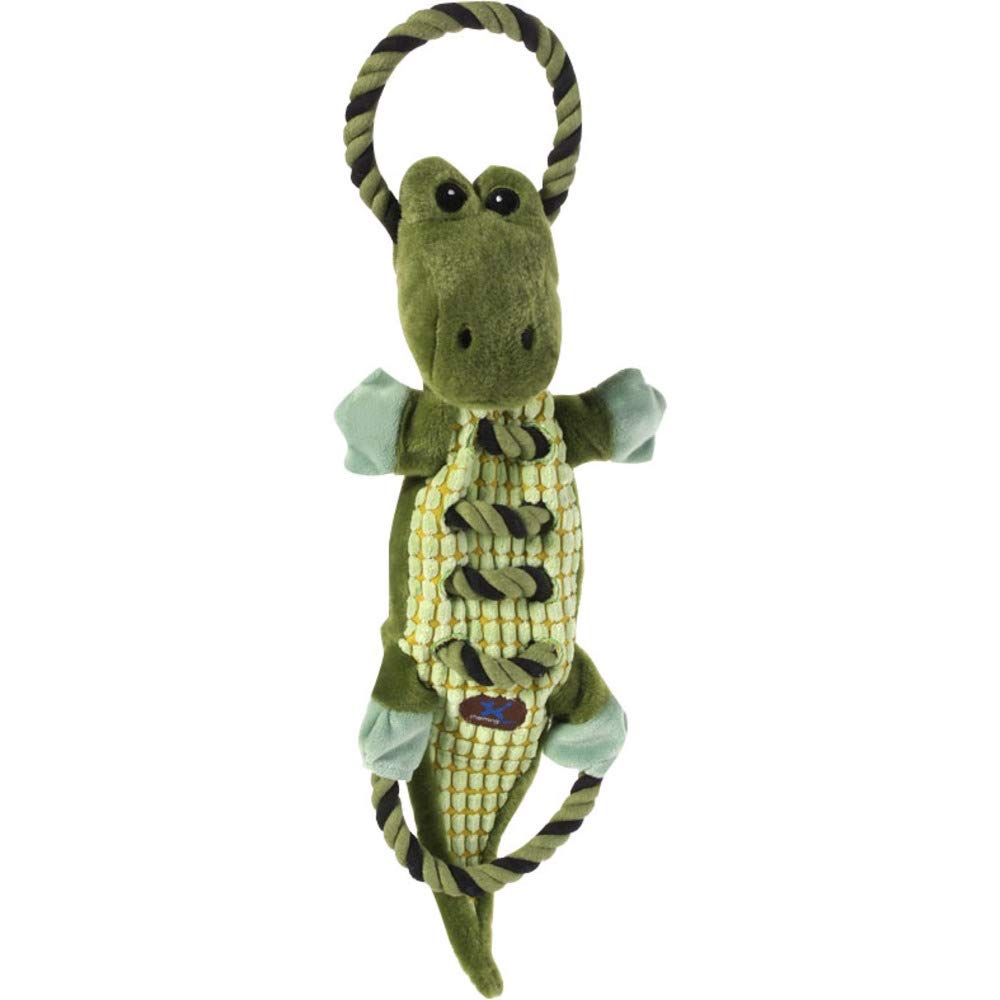 Outward Hound by Charming Pet Ropes-A-Go-Go Gator Interactive Plush Squeaky Dog Tug Toy