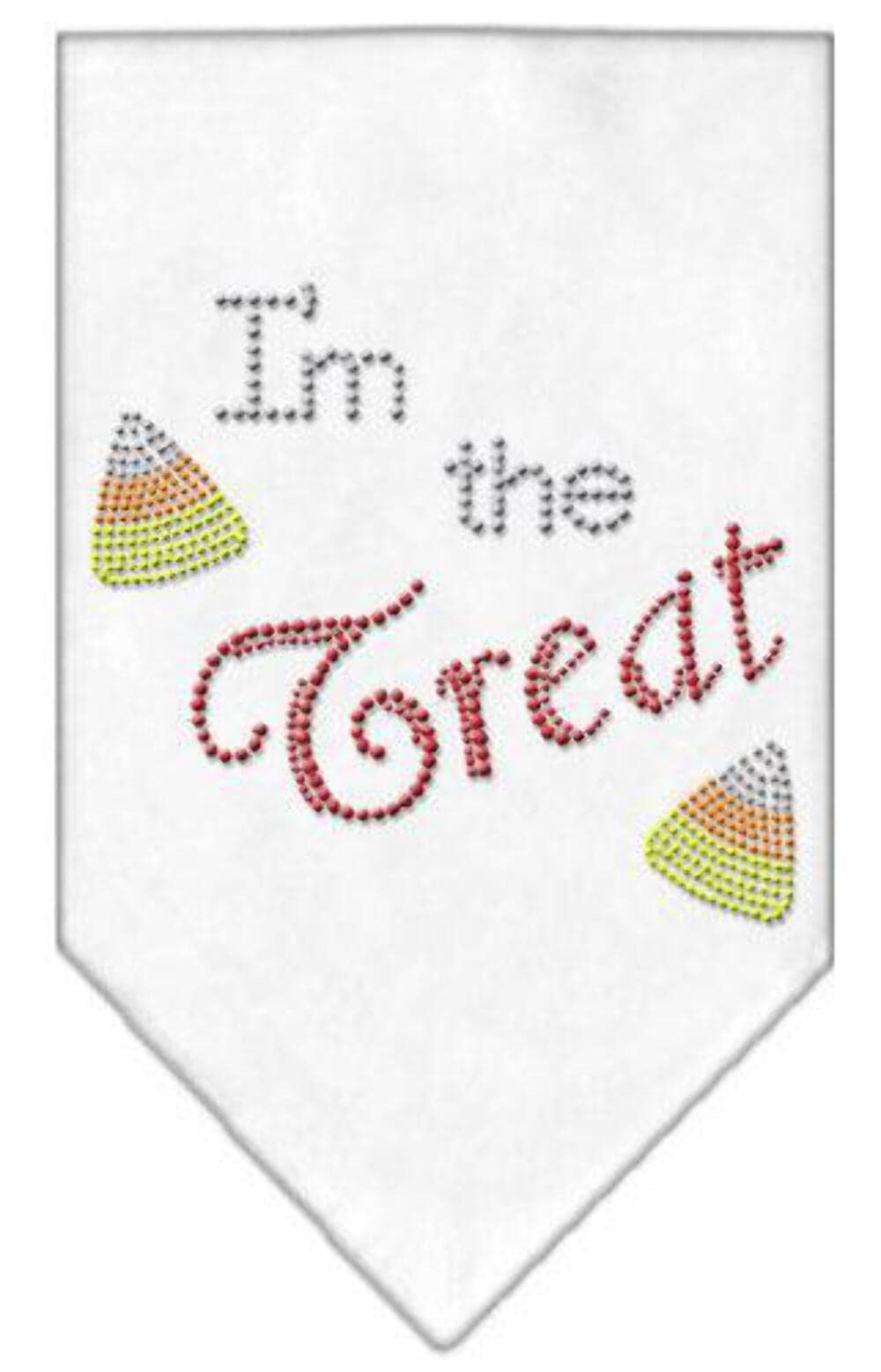 Halloween Pet and Dog Bandana Rhinestone, "I'm The Treat" Grey Large