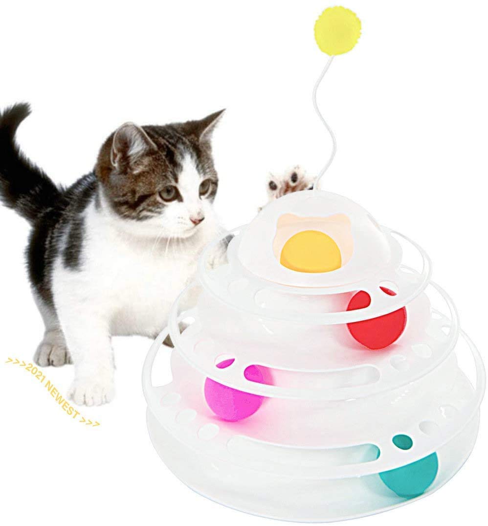 Kittupet Cat Toy 4 Level Towers Of Circle Track Roller With Moving Balls Interactive Play Toy For Kitten/Cat