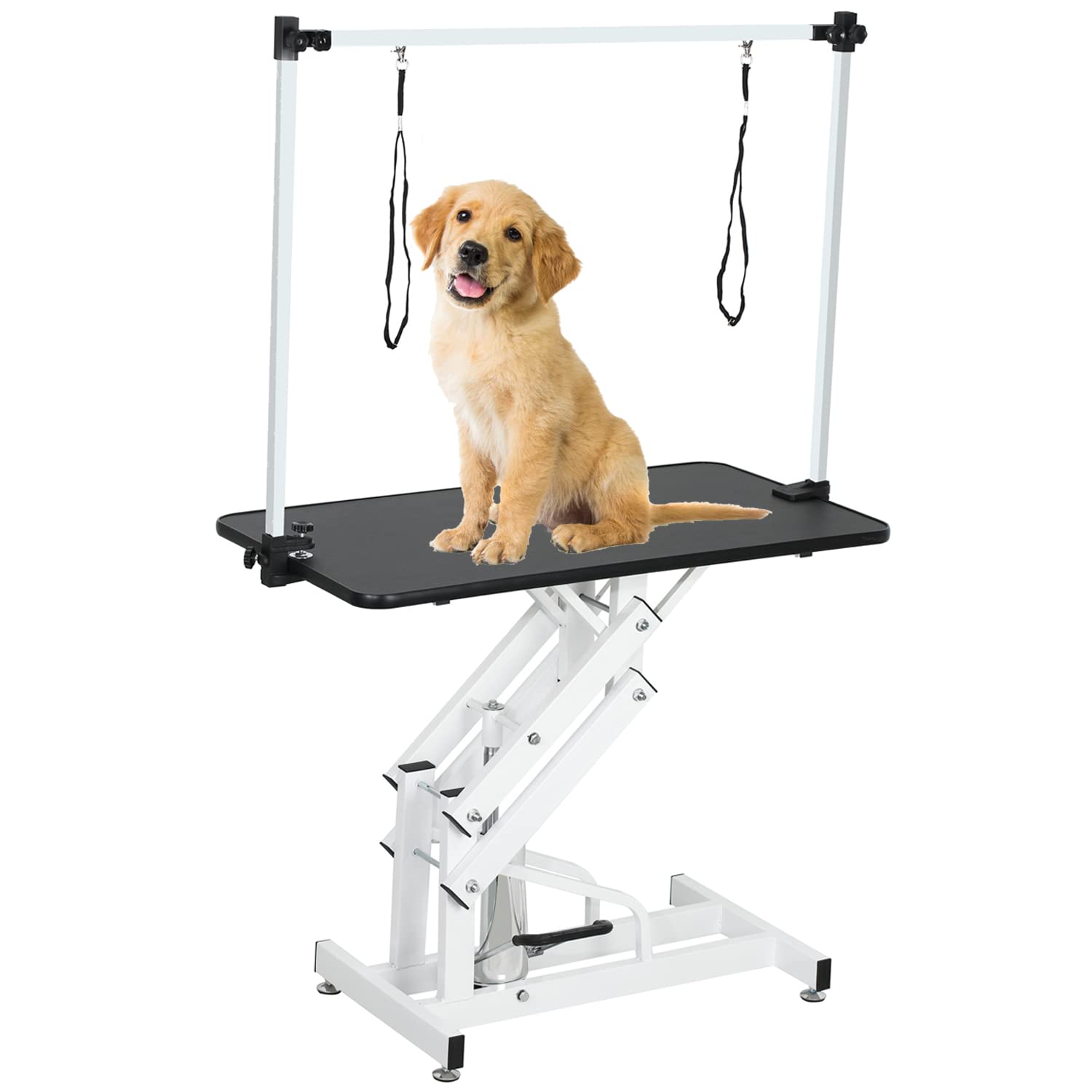 Jintangli Pet Hydraulic Pet Dog Grooming Table For Dogs & Cats, Heavy Duty Large Groomming Table With Adjustable Arm Noose, Maximum Capacity Up To 300Lbs, 42.5Inch, Black