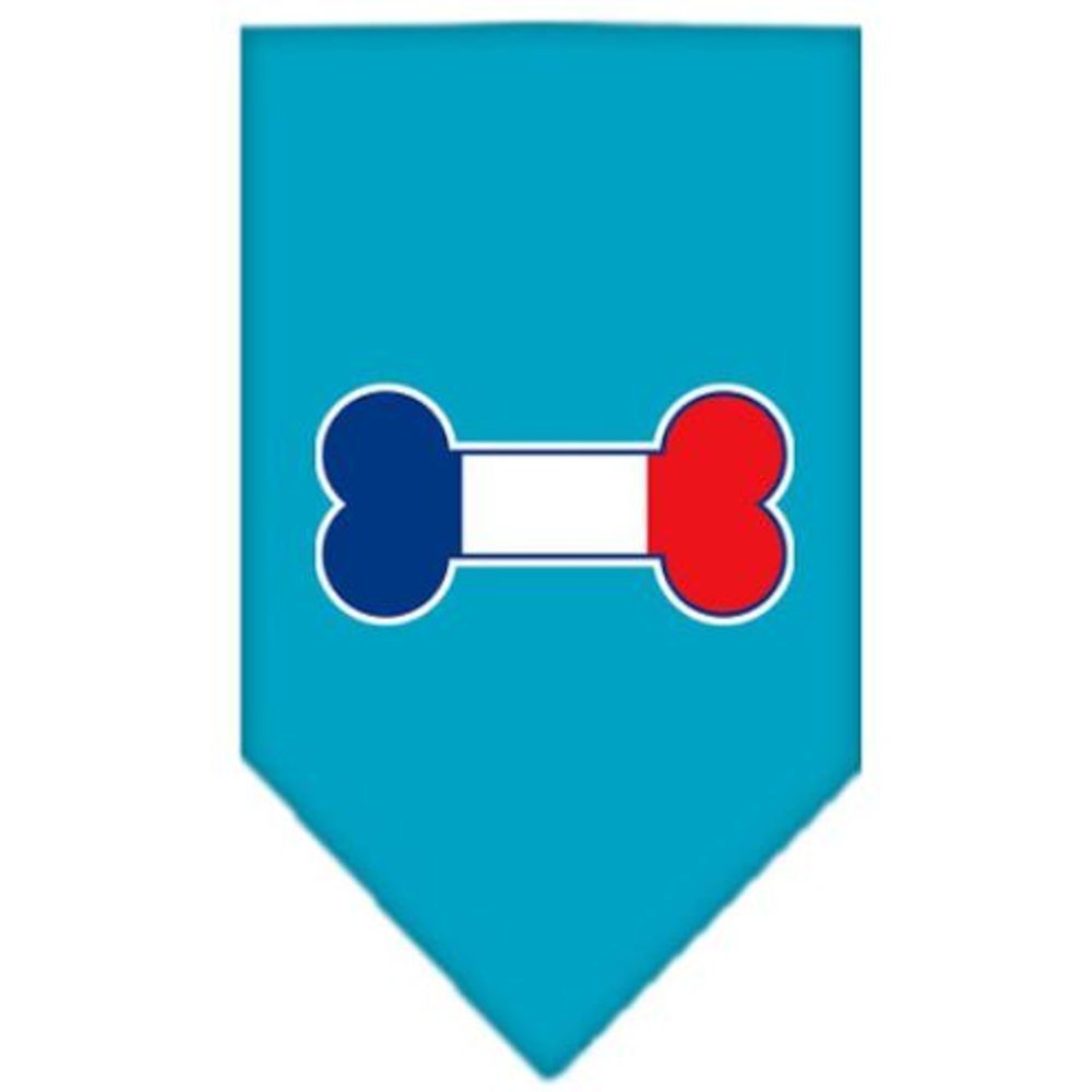 Mirage Pet Products Bone Flag France Screen Print Bandana for Pets, Small, Turquoise