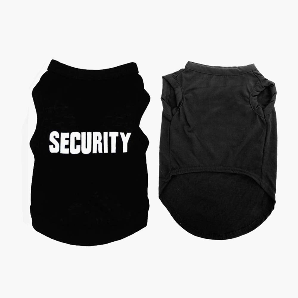2Pack Dog Security Costume Cotton Dog Shirt For Small Dog Boy Pet Clothes Boss/Security Puppy Black Vest T-Shirts Cat Top Tee Breathable Stretchy