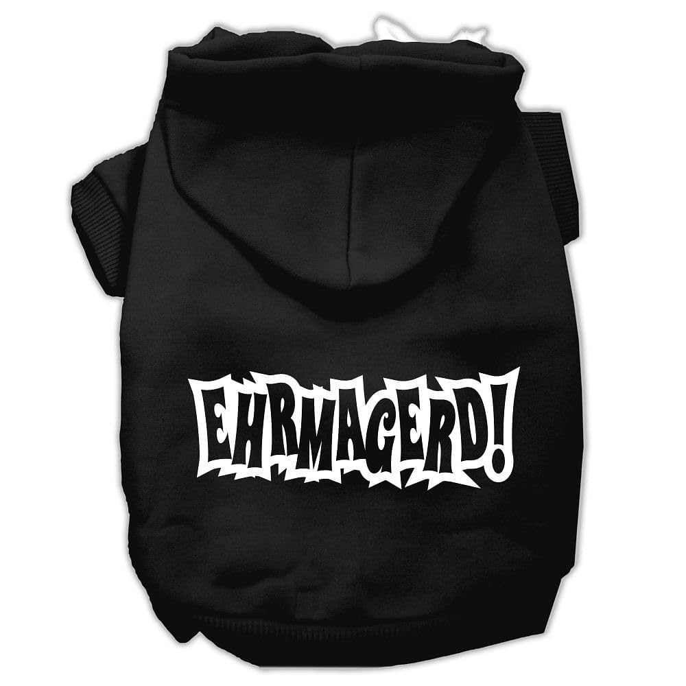 Pet, Dog & Cat Hoodie Screen Printed, 'Ehrmagerd' Black Lg (10-14 Lbs.)