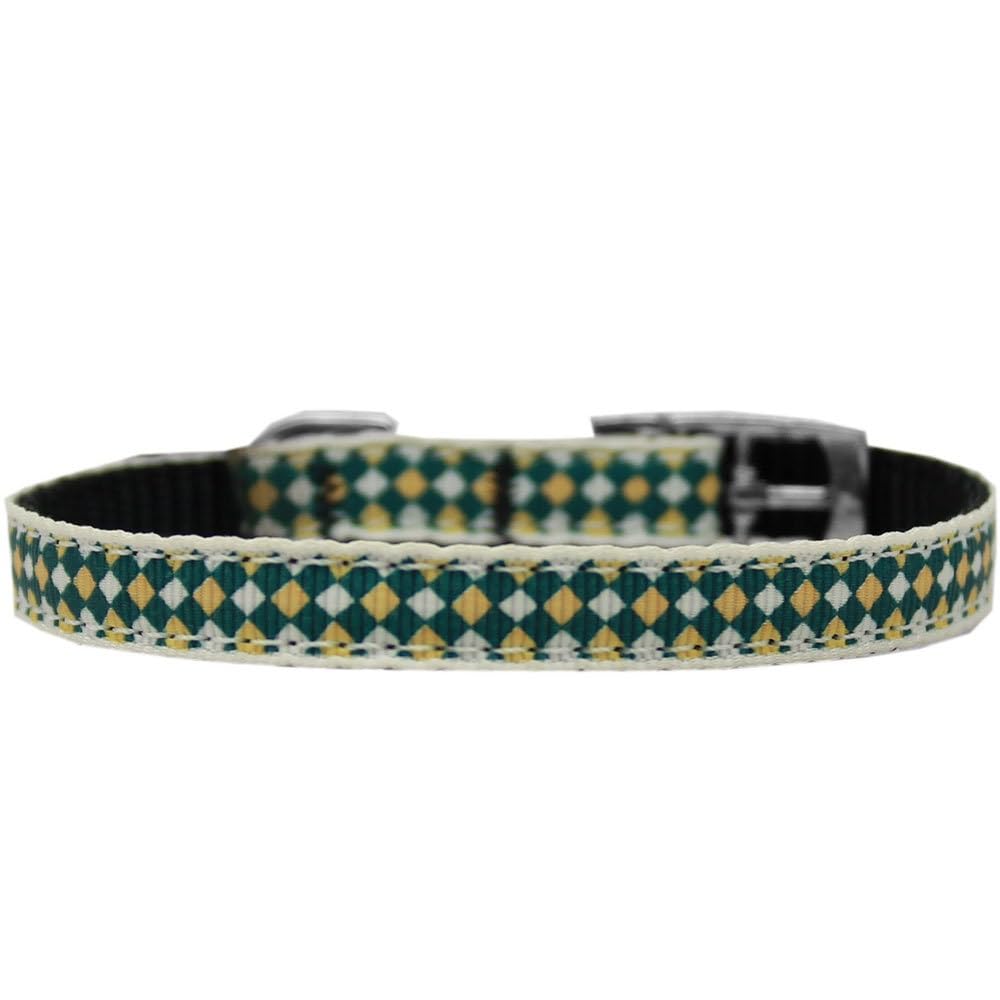 Pet Dog & Cat Nylon Collar or Leash, &quot;Green Checkers&quot; LG Collar