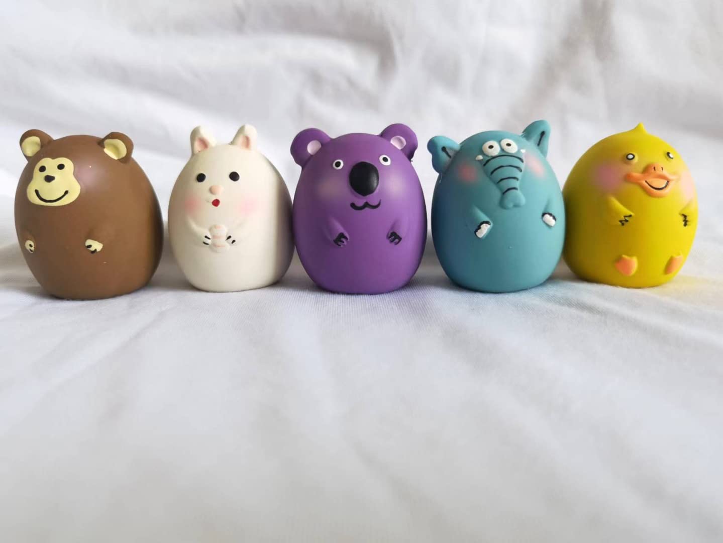 Jalousie 4 Inch Latex Dog Squeaky Toys, Soft Rubber Chew Toy, Animal Ball for Puppy Small Medium Pets (5 Pack)