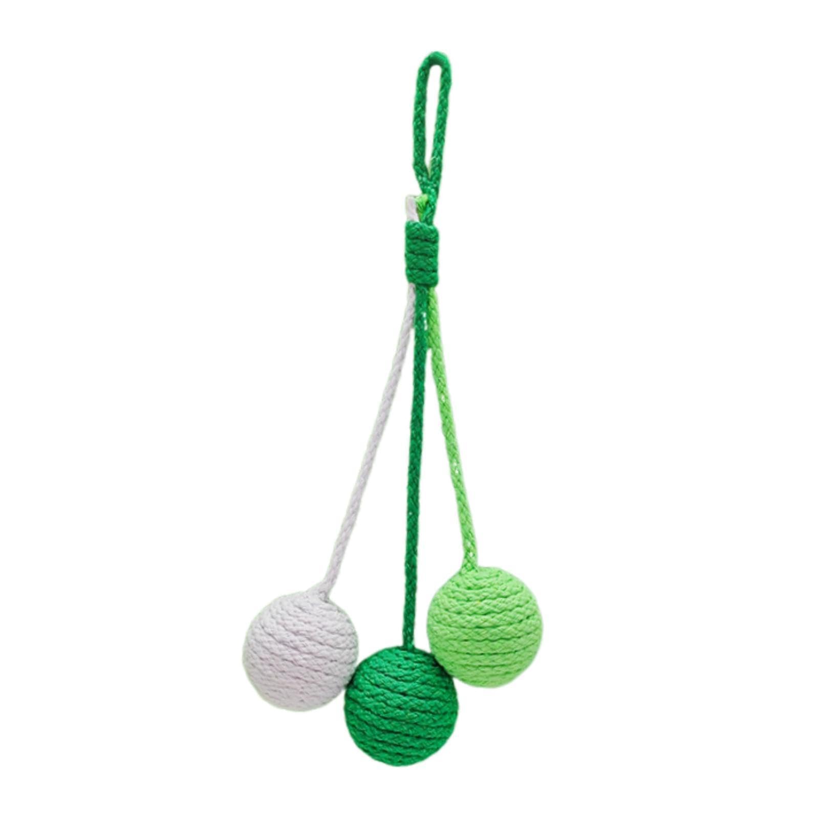 Ecomistiq Cat Sisal Ball For Indoor Cats Ideal Gift Handmade Rope Kittens White Green| Toys| Supplies |Pet