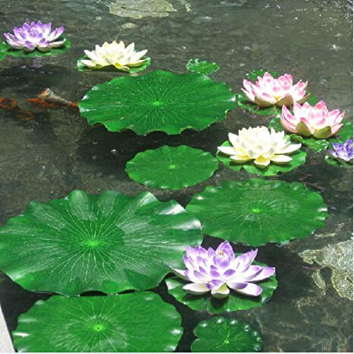 Garneck 10pcs Pool Lotus Leaves Artificial Floating Foam Lotus Leaves Lily Pads Fake Foliage Decoration for Pond Pool Aquarium F