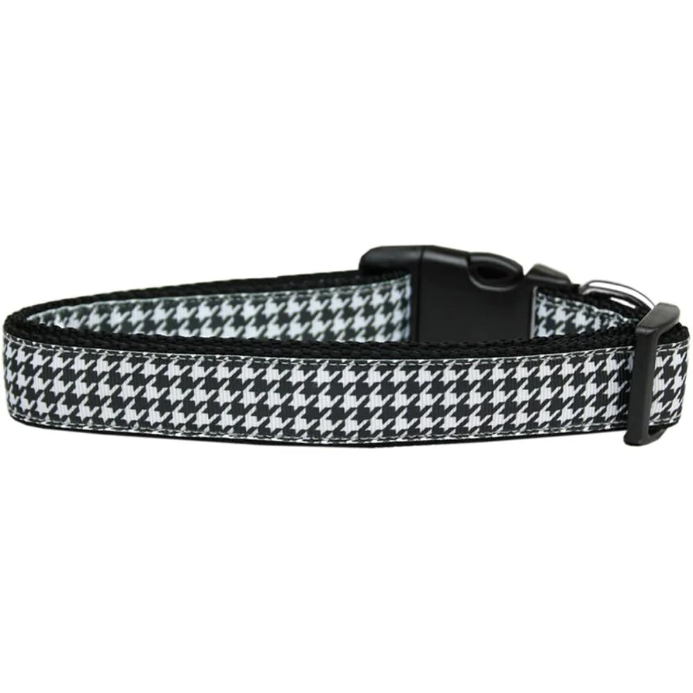 Pet Dog & Cat Nylon Collar or Leash, &quot;Houndstooth Black&quot; Cat Collar