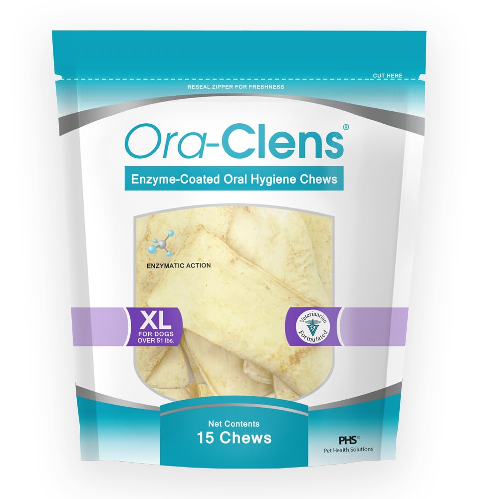 Ora-Clens Oral Hygiene Chews for X-Large Dogs-Enzymatic Dental Treats for Daily Oral Care, Cleans Teeth and Freshens Breath, Red