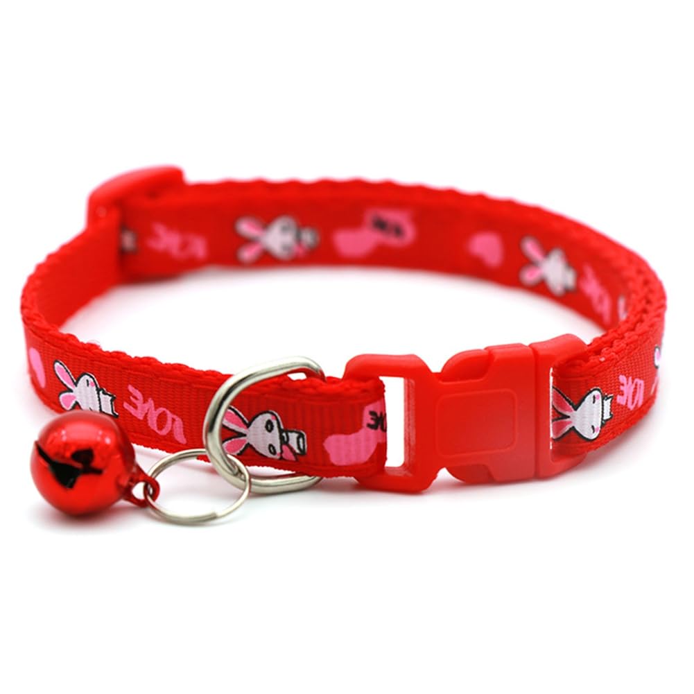 Pet Collar Bells, Soft Cute Nylon Identification Red Dog Collar Bell Girl Cat Collar With Bells Adjustable Buckle For Xxs Xs Tin