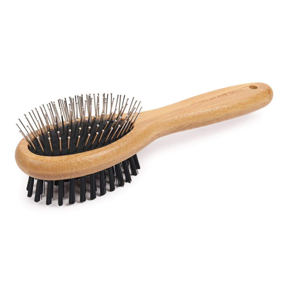 Kspups Pet Grooming Wooden Double Sided Hard Bristle Grooming Hair Brush Ideal For Grooming Hair Dog And Puppy (Multicolor)