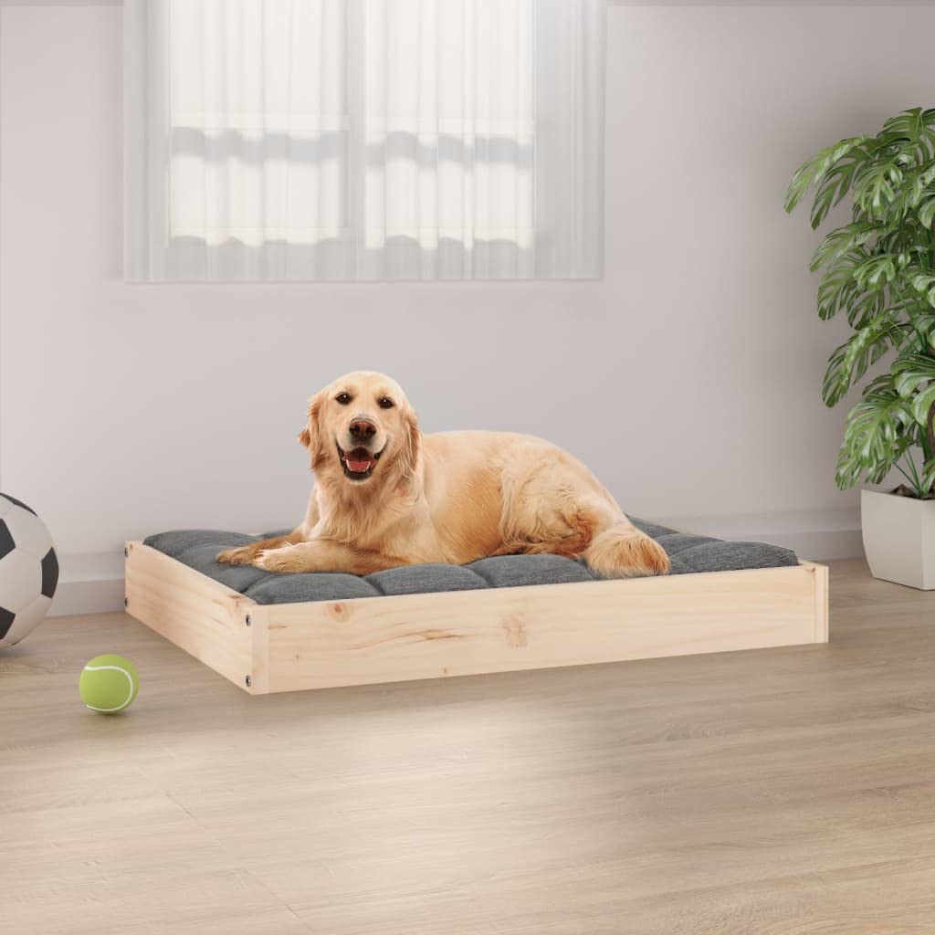 vidaXL Solid Wood Pine Dog Bed, ic Design, Timber Pet Bed with Easy Assembly and Perfect Dimensions for Small to Medium Dogs, Pe