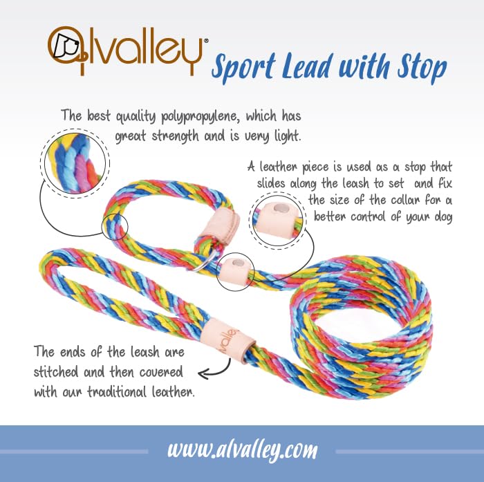 Alvalley Rope Dog Leashes With Stopper - Pet Slip Leads For Dogs - Soft Braided No-Pull Gentle Leash - Adjustable For Small, Medium, Large And Extra Large Dogs (Black, 6Ft Long, 9Mm Thick)