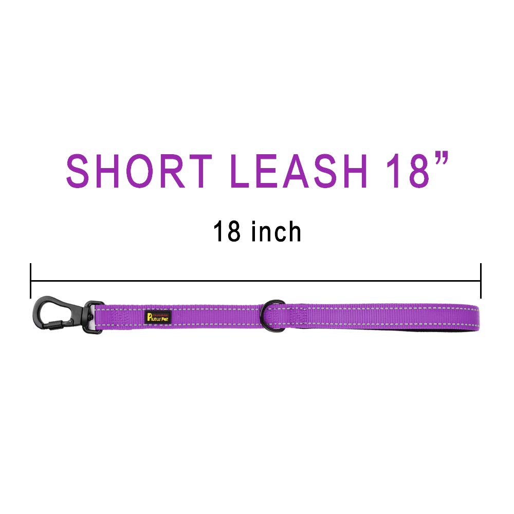Plutus Pet Short Training Dog Leash With Padded Handle For Medium Large Big Dogs,18 Inch Heavy Duty Strong Traffic Leash With Carabiner Clip For Climbing Walking Or Guiding Blind (18',Purple)
