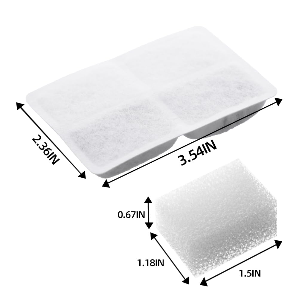 Carbon Replacement Filters For Cat And Dog Fountain, Premium Pet Water Fountain Dispenser Filters (6 Packs For Pure White)
