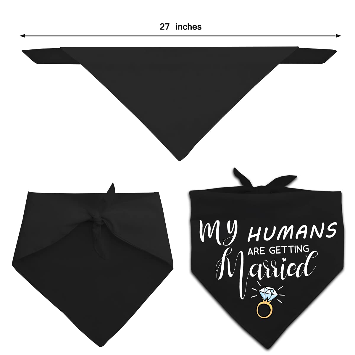 My Humans Are Getting Married She Said Yes Dog Bandana For Wedding Engagement Photos, Pet Scarf Accessories For Dog Lovers, Bridal Shower Gift, Pack Of 2