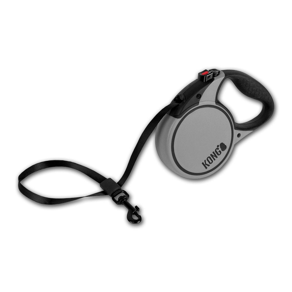 Alcott Kong Terrain Retractable Dog Leash, Small, Grey, 16' Long