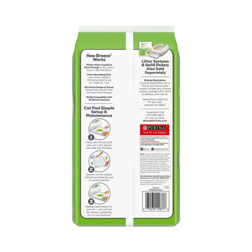 Tidy Cats Purina Breeze Cat Pads Refill Pack - 10-Count Pouches