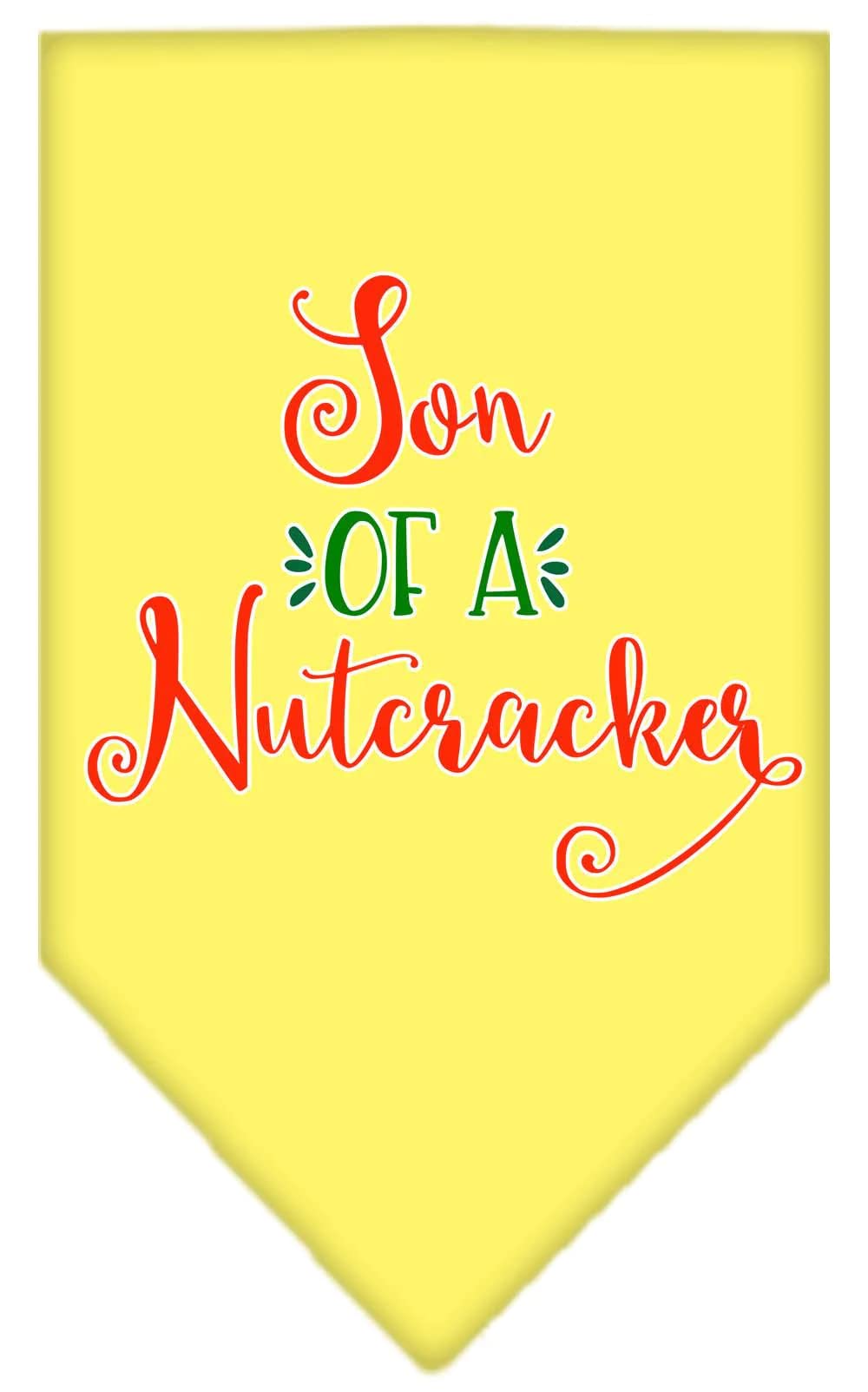 Christmas Pet and Dog Bandana Screen Printed, "Son Of A Nutcracker" Yellow Small