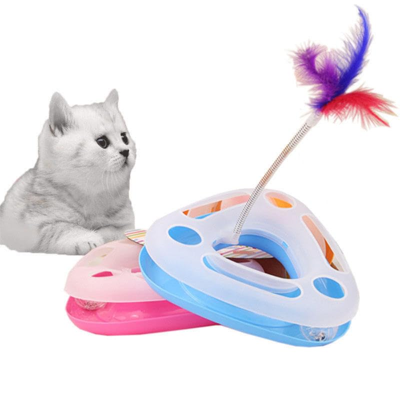 Kittpet Cat Happy Circle With Ball Bell And Feather Mouse Attached For Cats And Kittens (Color May Vary) |
