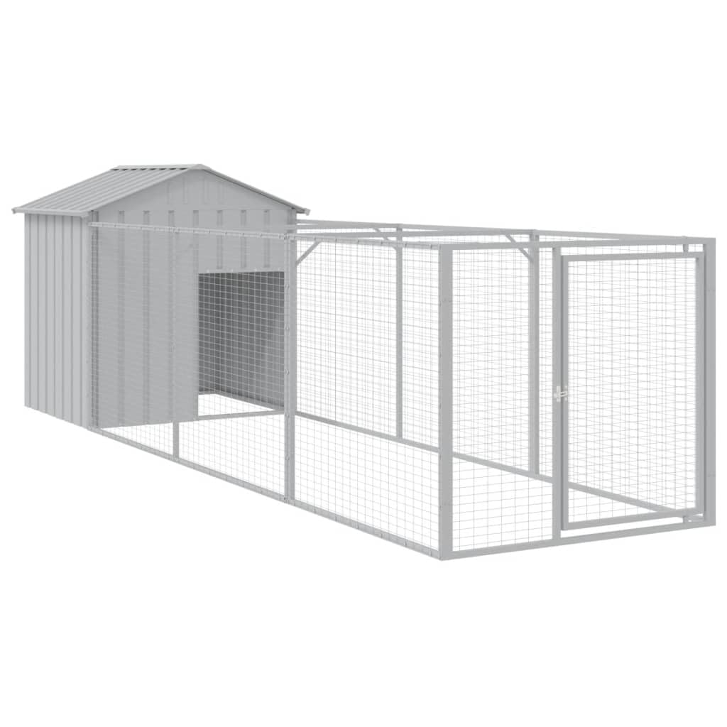 Vidaxl Dog House, Dog Kennel With Roof, Dog Cage With Lockable Door And Latch, Pet House For Small Animals, Light Grey Galvanised Steel