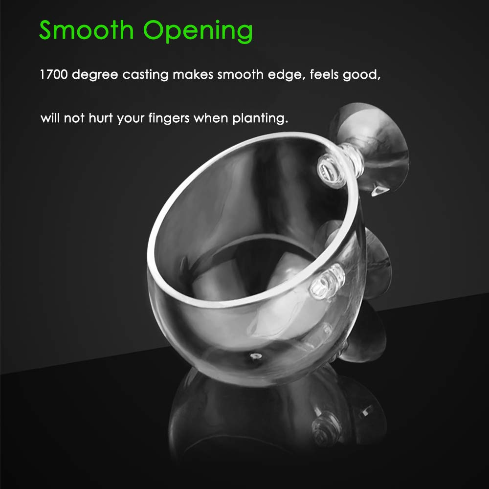 capetsma Aquarium Plant Pot, Glass Fish Tank Plants Holder Aquarium Planter, Aquarium Decoration Plants Cup with 2 Suction Cups