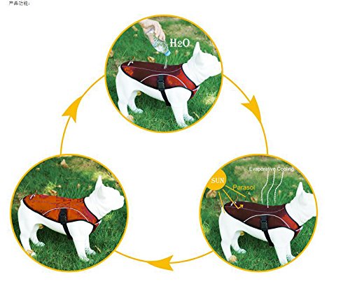 SGODA Dog Cooling Vest Harness Jacket Cooler Orange Medium